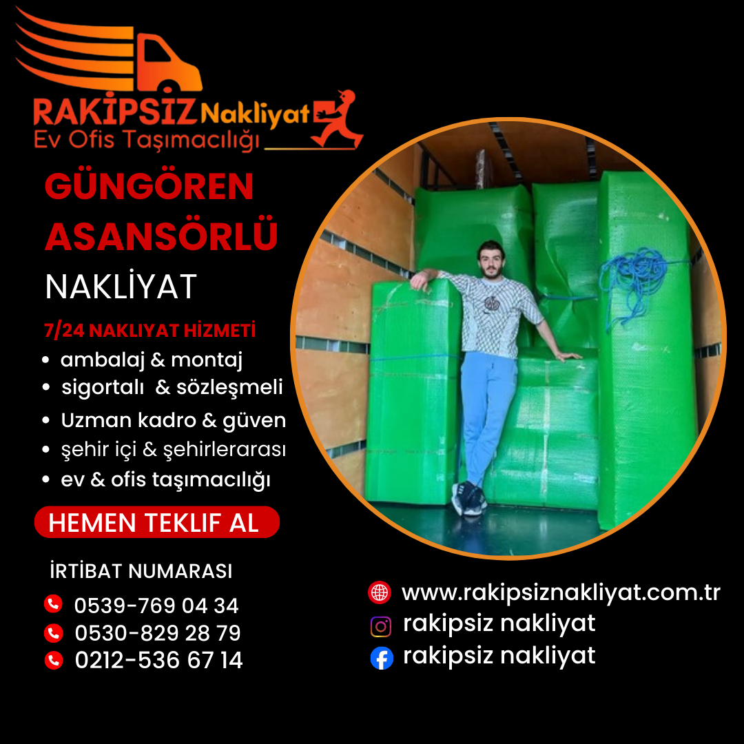 Güngören asansörlü nakliyat